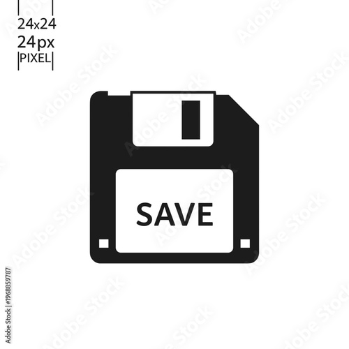 Black and white floppy disk icon.