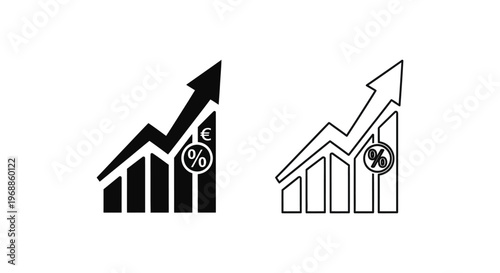 Financial growth chart, euro profit bar graph