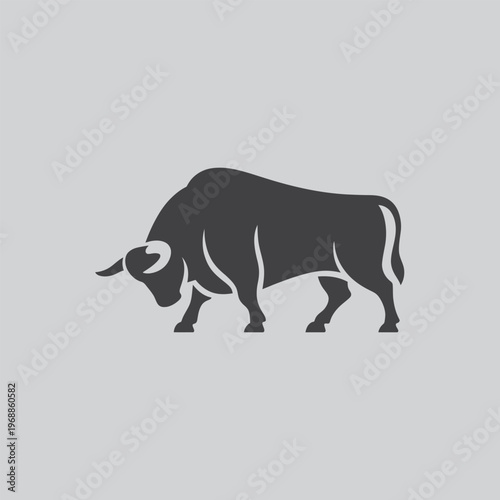 Stylized silhouette of a charging bull with the stylized design highlights the