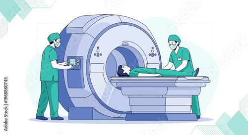 Medical Team Performing CT Scan on Patient in Modern Diagnostic Imaging Room