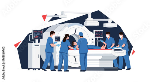 Medical Team Performing CT Scan on Patient in Modern Diagnostic Room