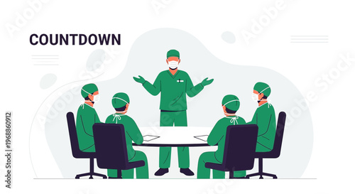 Medical Team Meeting: Surgical Team Discussing Strategy Before Operation