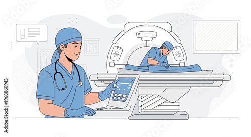 Medical Team Performing Advanced Imaging Scan in Modern Hospital Room