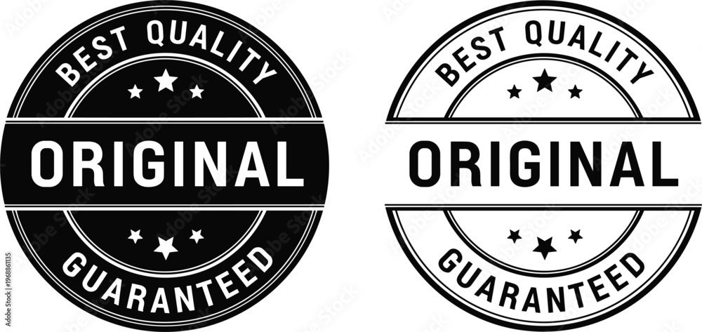Obraz premium Vector Illustration of Original and Best Quality Guaranteed Badge Designs, Ideal for Branding, Product Assurance, and Marketing Projects.