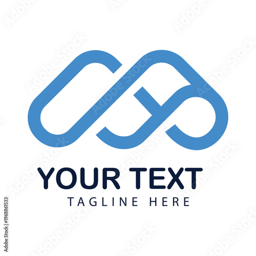 Modern Blue M Letter Infinity Geometric Monogram Logo Vector Art Illustration