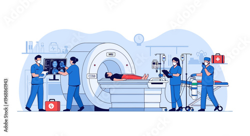Medical Team Performing MRI Scan on Patient in Modern Diagnostic Room