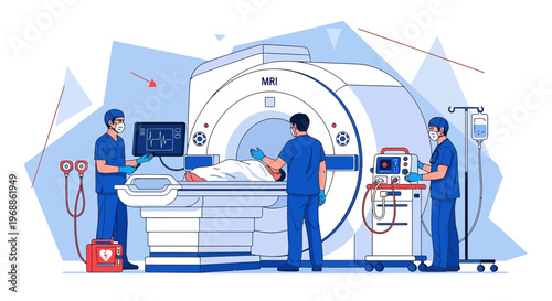 Medical Team Performing MRI Scan on Patient in Modern Diagnostic Room
