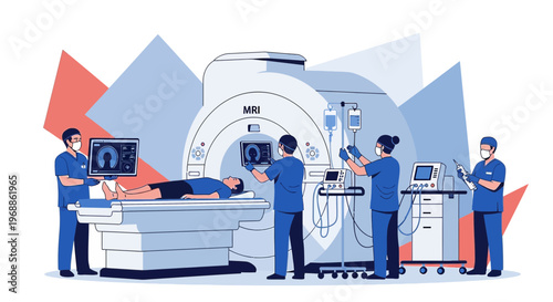 Medical Team Performing MRI Scan on Patient in Modern Diagnostic Room