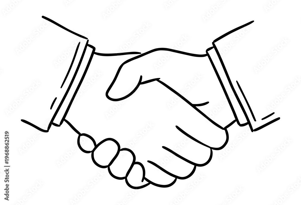 Fototapeta premium Business handshake deal between two hands doodle
