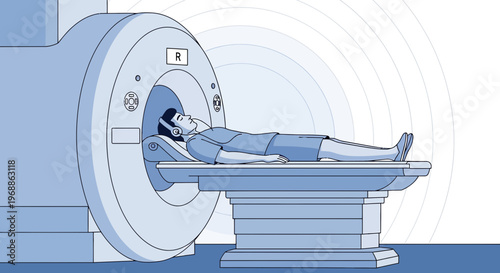 Patient undergoing MRI scan in a modern medical imaging facility