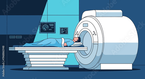 Patient undergoing MRI scan in a modern medical imaging facility