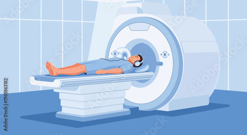 Patient undergoing MRI scan in a modern medical imaging facility
