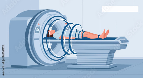 Patient undergoing MRI scan in a modern medical imaging facility