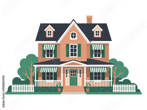 Suburban house with white.