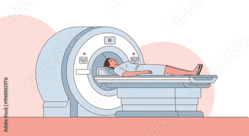 Patient undergoing MRI scan in a modern medical imaging center, diagnostic technology