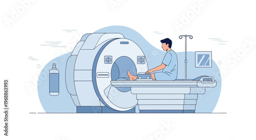 Patient undergoing MRI scan in a modern medical imaging center, diagnostic technology