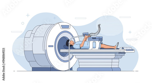 Patient undergoing MRI scan in a modern medical imaging center