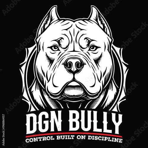 American Bully dog mascot logo with "DGN BULLY" text on black background.