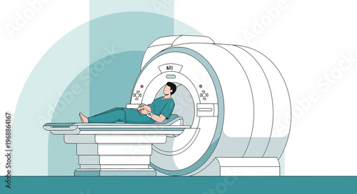 Patient undergoing MRI scan in a modern medical imaging center