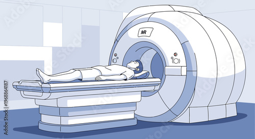 Patient undergoing MRI scan in a modern medical imaging center