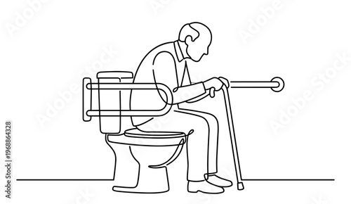 Elderly man using accessible toilet
