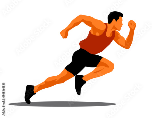 Sprinter man running explosive start athlete action