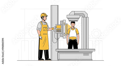 Medical Technician Operating Advanced CT Scanner for Patient Scan in Modern Clinic