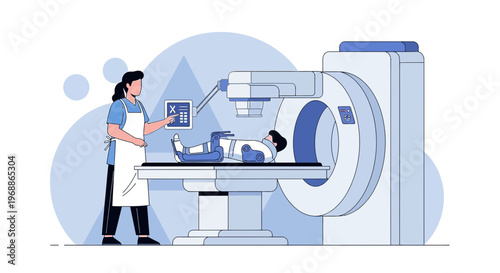 Medical Technician Operating MRI Scanner for Patient Scan in Modern Clinic