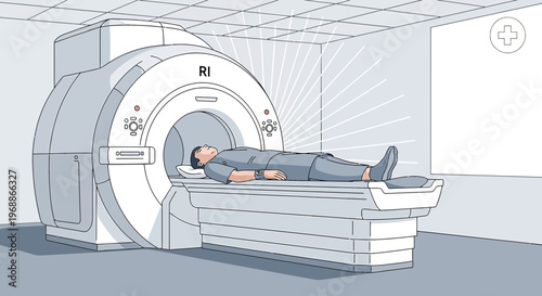Patient undergoing MRI scan in a modern medical facility