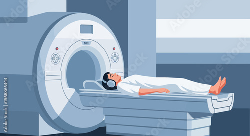 Patient undergoing MRI scan in a modern medical facility
