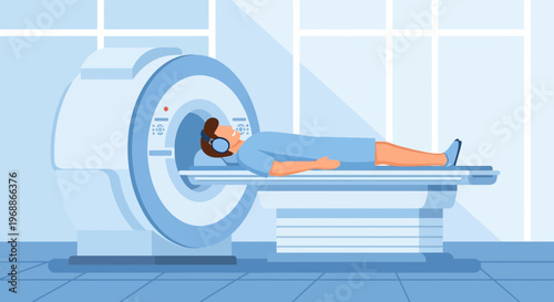 Patient undergoing MRI scan in a modern medical facility