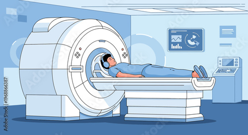 Patient undergoing MRI scan in a modern medical imaging center for diagnosis