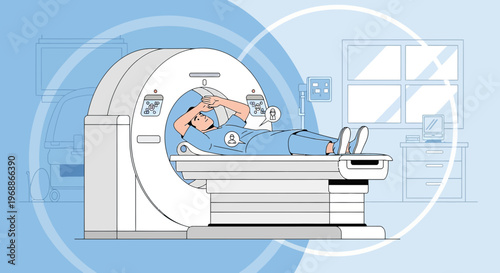 Patient undergoing MRI scan in a modern medical imaging center, advanced technology for diagnosis