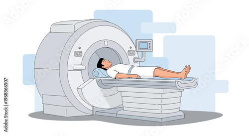 Patient undergoing MRI scan in a modern medical imaging center, diagnostic technology
