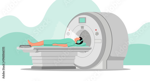 Patient undergoing MRI scan in a modern medical imaging center, diagnostic technology