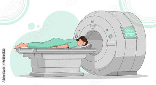 Patient undergoing MRI scan in a modern medical imaging center, diagnostic technology