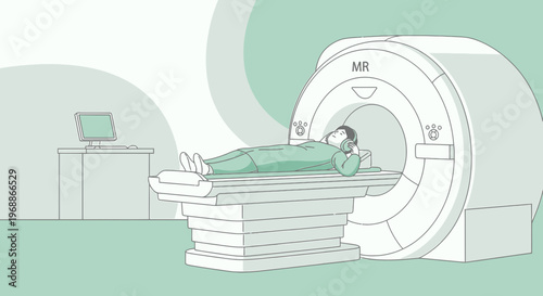 Patient undergoing MRI scan in a modern medical facility, medical technology, healthcare concept