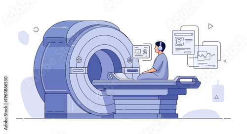 Patient undergoing MRI scan in a modern medical facility, medical technology concept