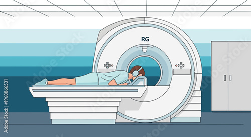 Patient undergoing MRI scan in a modern medical facility