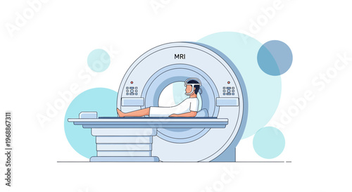 Patient undergoing MRI scan in a modern medical facility, diagnostic imaging technology