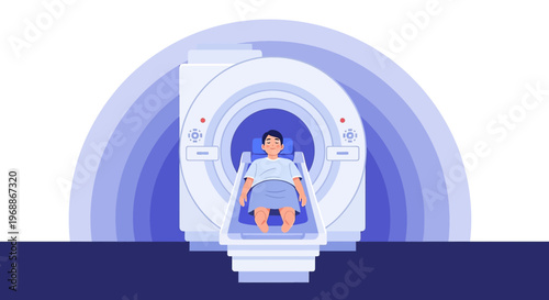 Patient undergoing MRI scan in a modern medical facility, diagnostic imaging technology