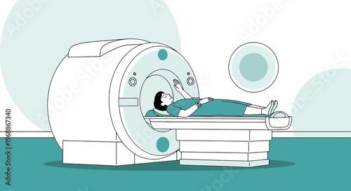 Patient undergoing MRI scan in a modern medical facility, diagnostic imaging technology