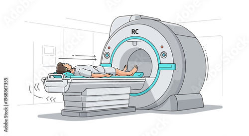 Patient undergoing MRI scan in a modern medical facility, diagnostic imaging technology
