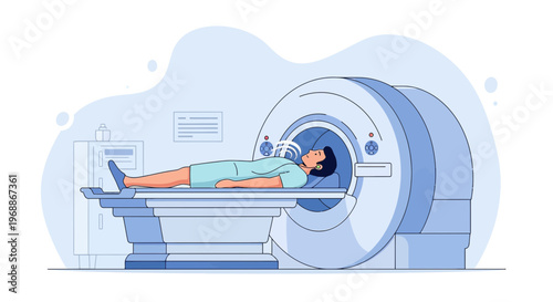 Patient undergoing MRI scan in a modern medical facility, diagnostic imaging technology