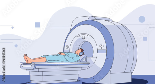 Patient undergoing MRI scan in a modern medical facility, diagnostic imaging technology