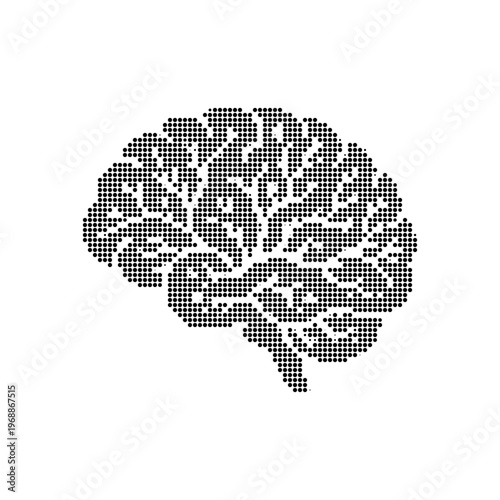 Quadro su tela Human Dotted Halftone Brain Icon Vector Illustration for Medical and Psychology