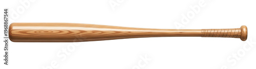 Wooden baseball bat, isolated on transparent background, sports equipment
