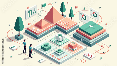 An isometric illustration of a white object with a green rectangle on top, evoking a sense of modern design and minimalism.