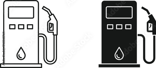 Gas Station Pump Vector Icon Set for Automotive Refueling Energy Services Fuel Economy Fossil Fuels Petrol and Diesel Supply Chain Graphic Illustrations.eps
