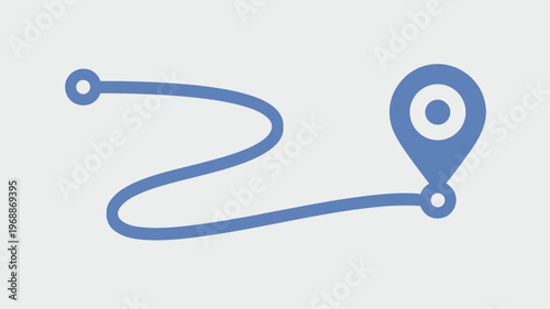 Simple curved route line with location pin – Suitable for delivery service logos, itinerary planning, or local search icons.